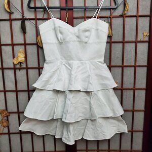 Amanda Uprichard White Strapless Tiered Ruffle mini dress
